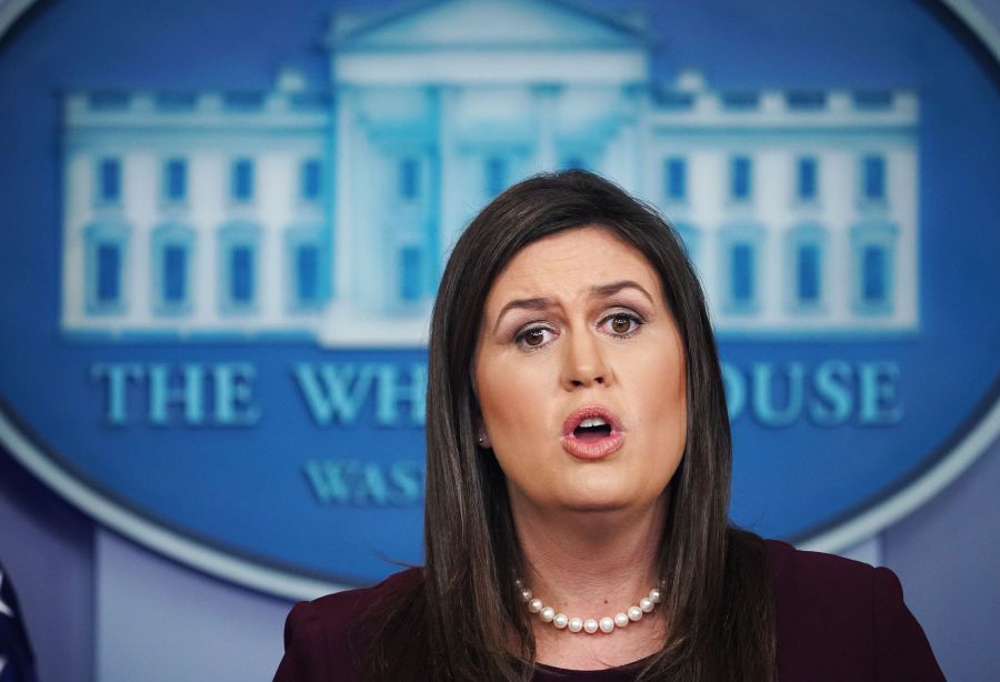 White House Press Secretary Sarah Sanders speaks during a briefing at the White House on Oct. 3, 2018. (Credit: MANDEL NGAN/AFP/Getty Images)