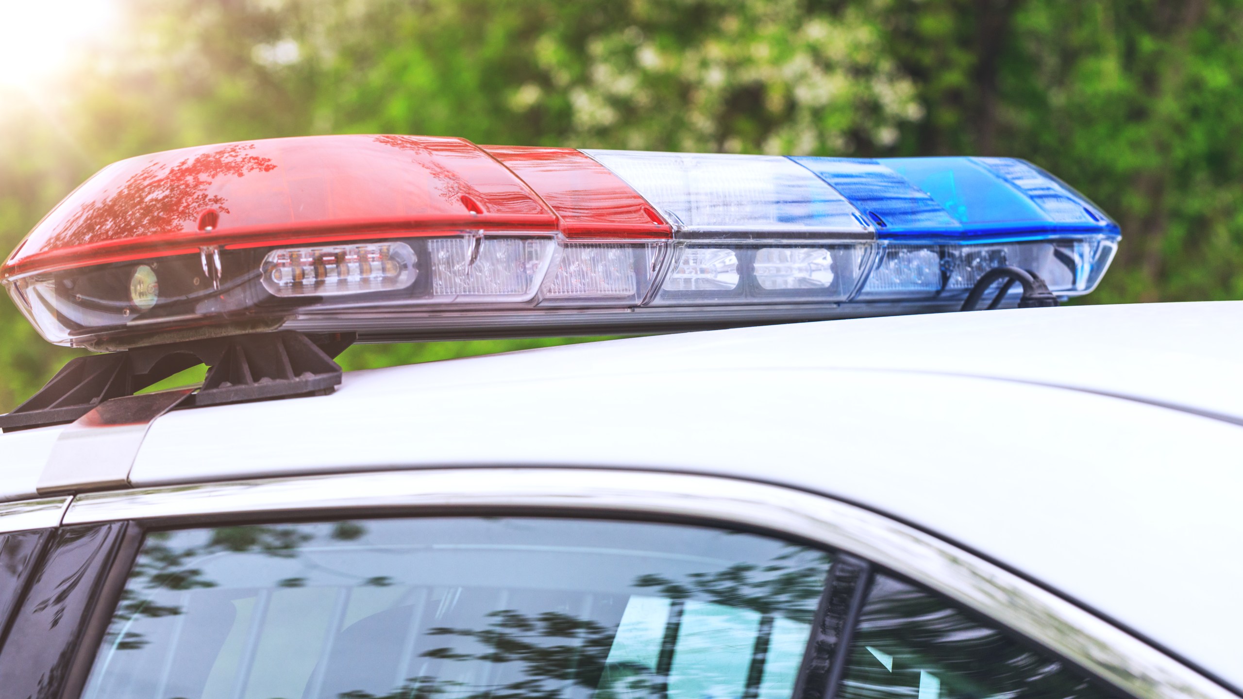 A police patrol car is seen with sirens off. (Credit: iStock / Getty Images Plus)