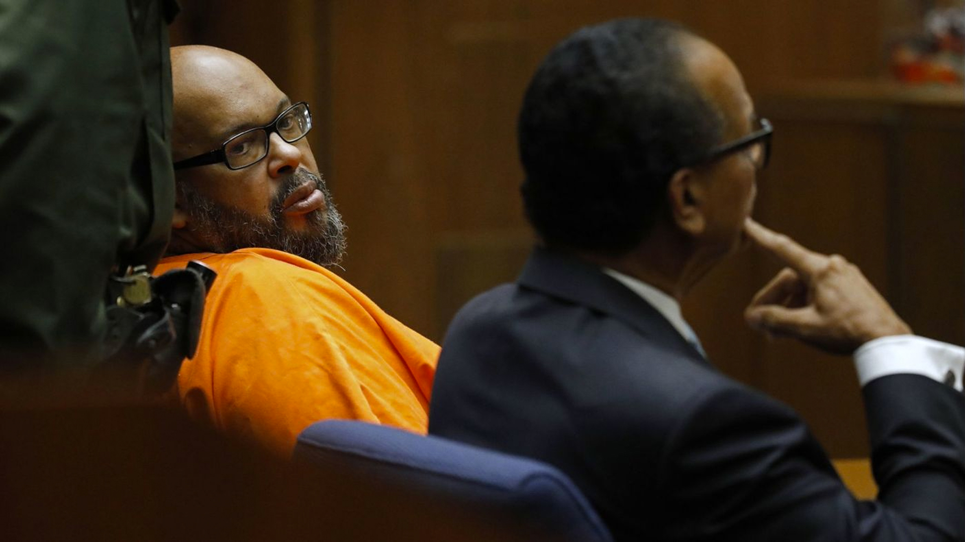 Marion "Suge" Knight, pictured here at a court hearing where he pleaded no contest to voluntary manslaughter, is expected to be sentenced Thursday to up to 28 years in prison. (Credit: Gary Coronado / Los Angeles Times)