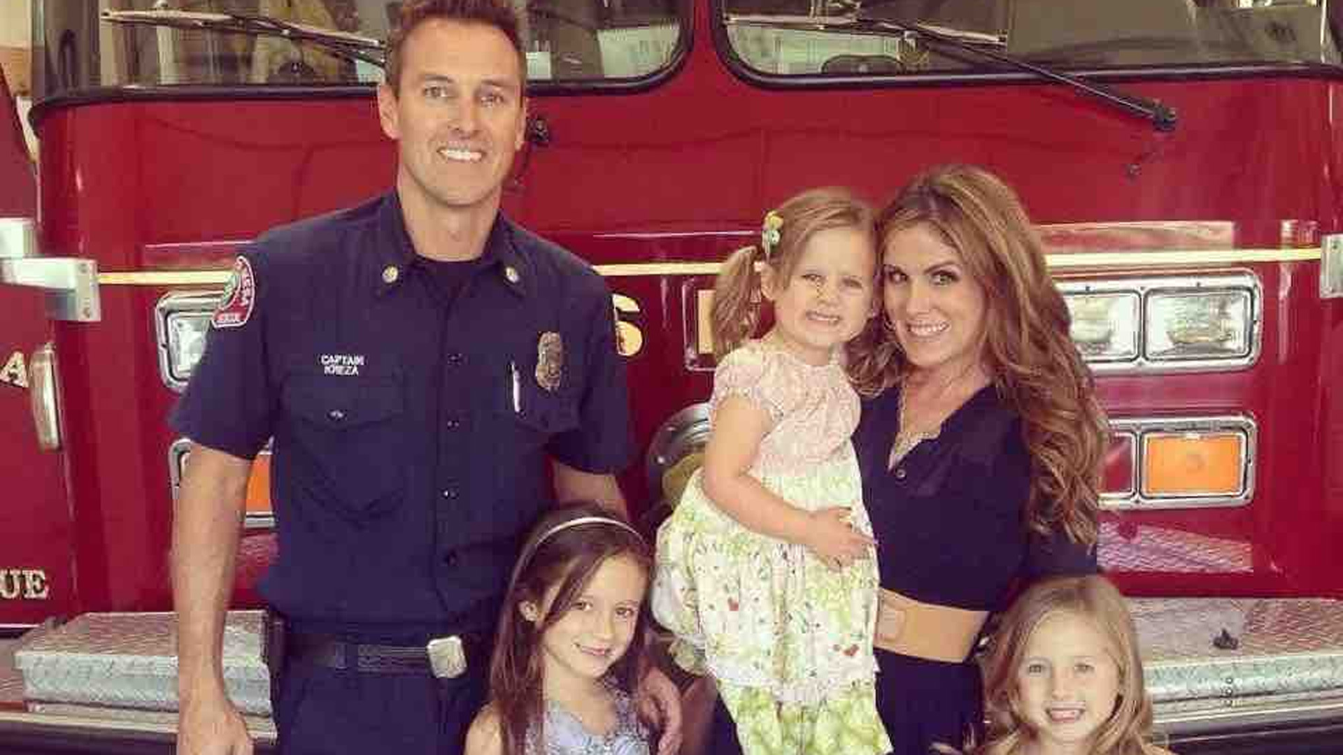 Costa Mesa Fire and Rescue Capt. Mike Kreza is seen with his family in an image posted to GoFundMe on Nov. 3, 2018.