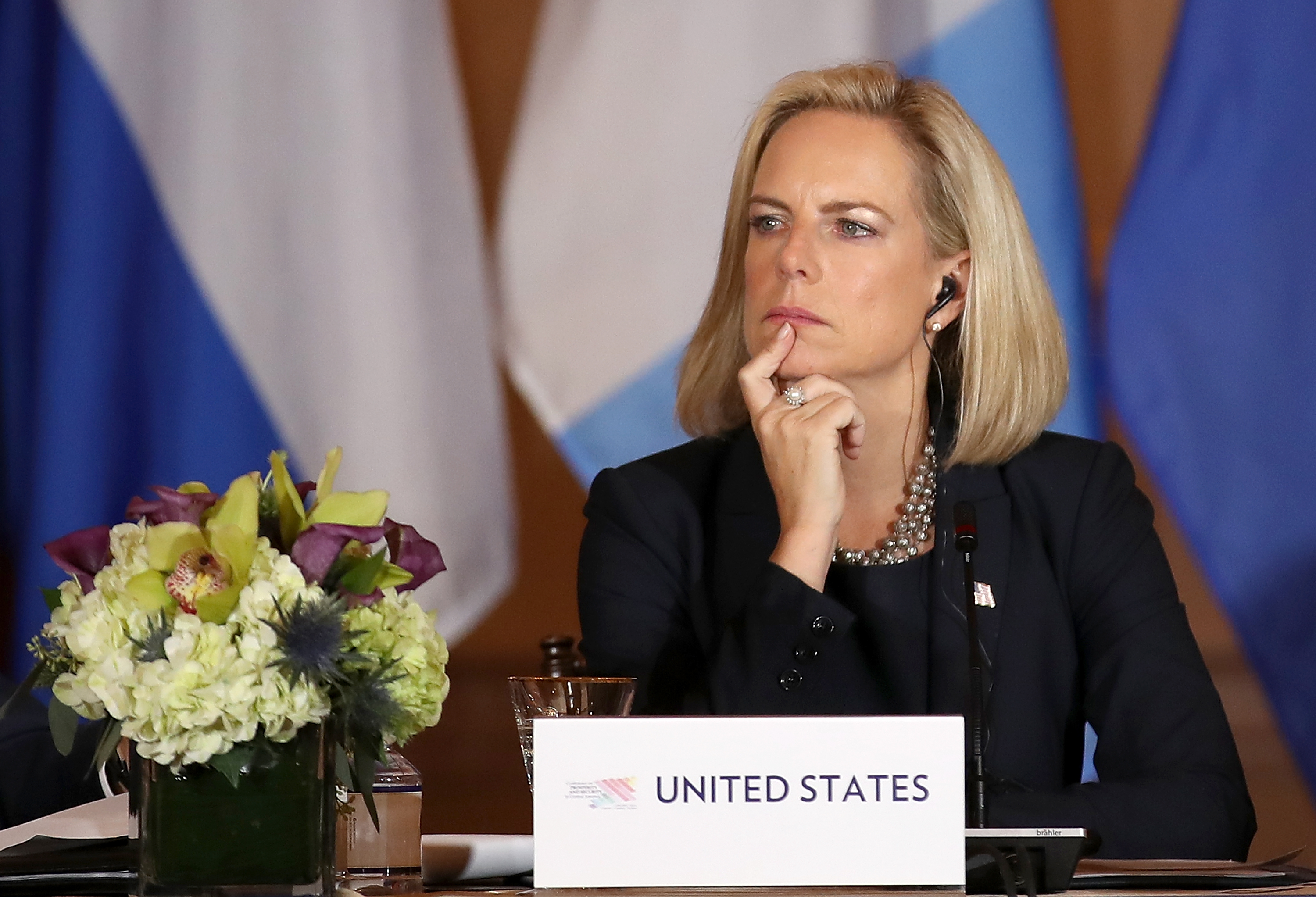 Kirstjen Nielsen looks on during the Conference for Prosperity and Security in Central America on Oct. 11, 2018 in Washington, D.C. (Credit: Justin Sullivan/Getty Images)