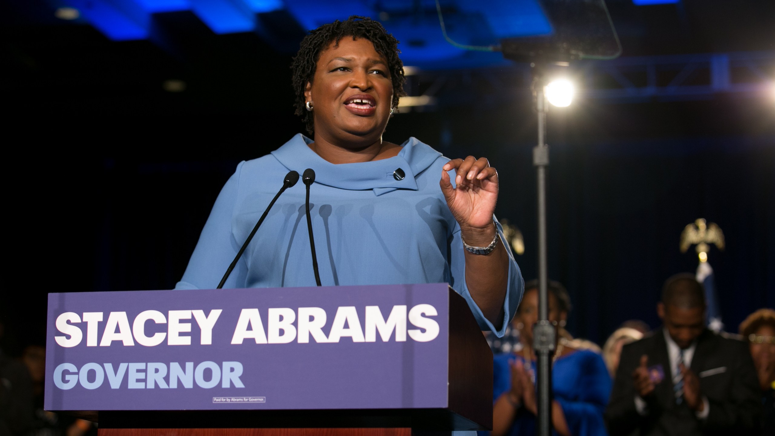 Democratic Gubernatorial candidate Stacey Abrams addresses supporters at an election watch party on Nov. 6, 2018 in Atlanta. (Credit: Jessica McGowan/Getty Images)