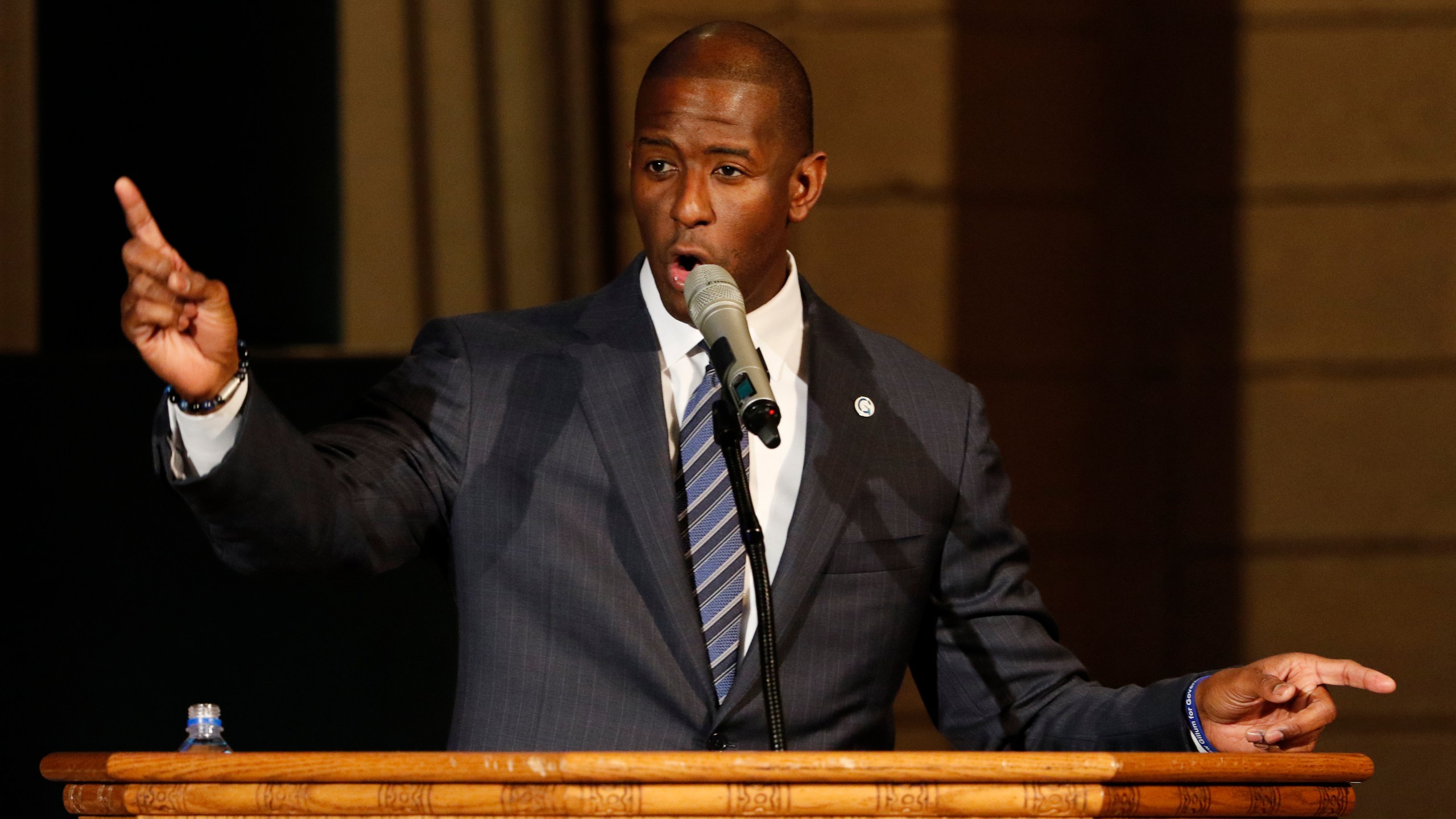 Andrew Gillum attends a service to advocate for a vote recount at the New Mount Olive Baptist Church on Nov.r 11, 2018 in Fort Lauderdale, Florida. (Credit: Joe Skipper/Getty Images)