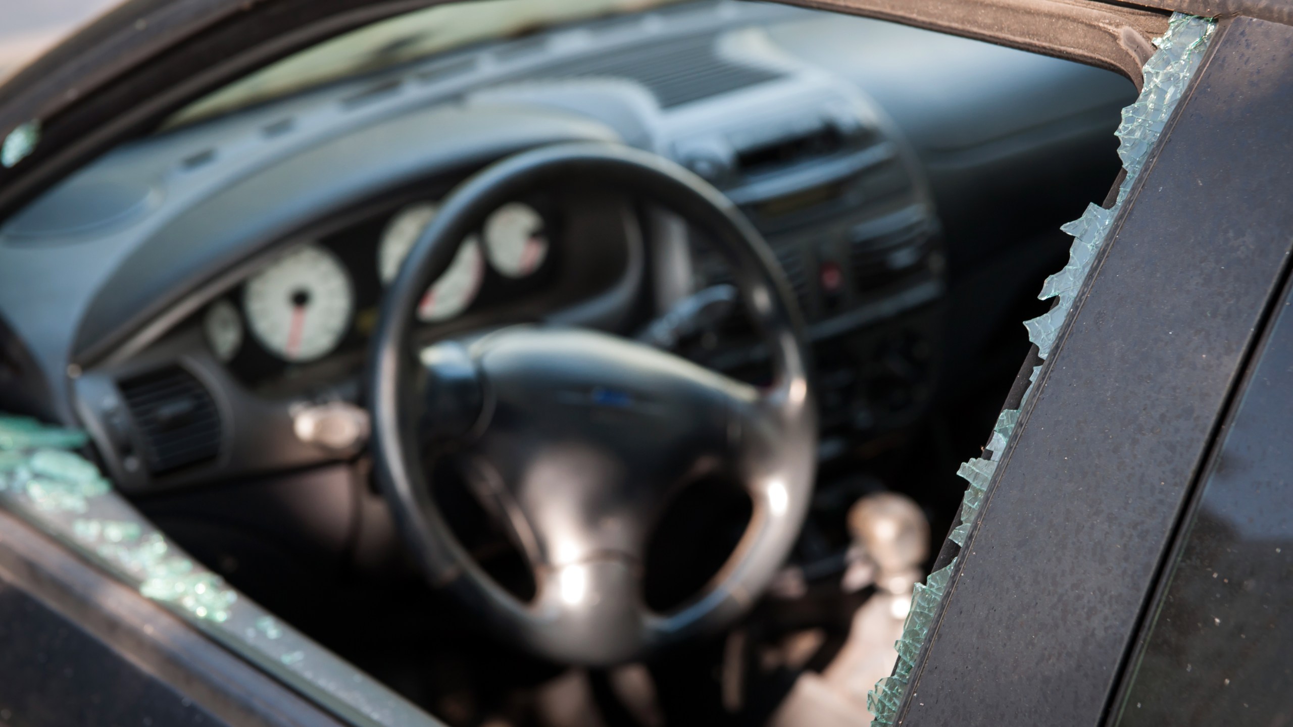 A broken car window is seen in a file photo. (iStock / Getty Images Plus)