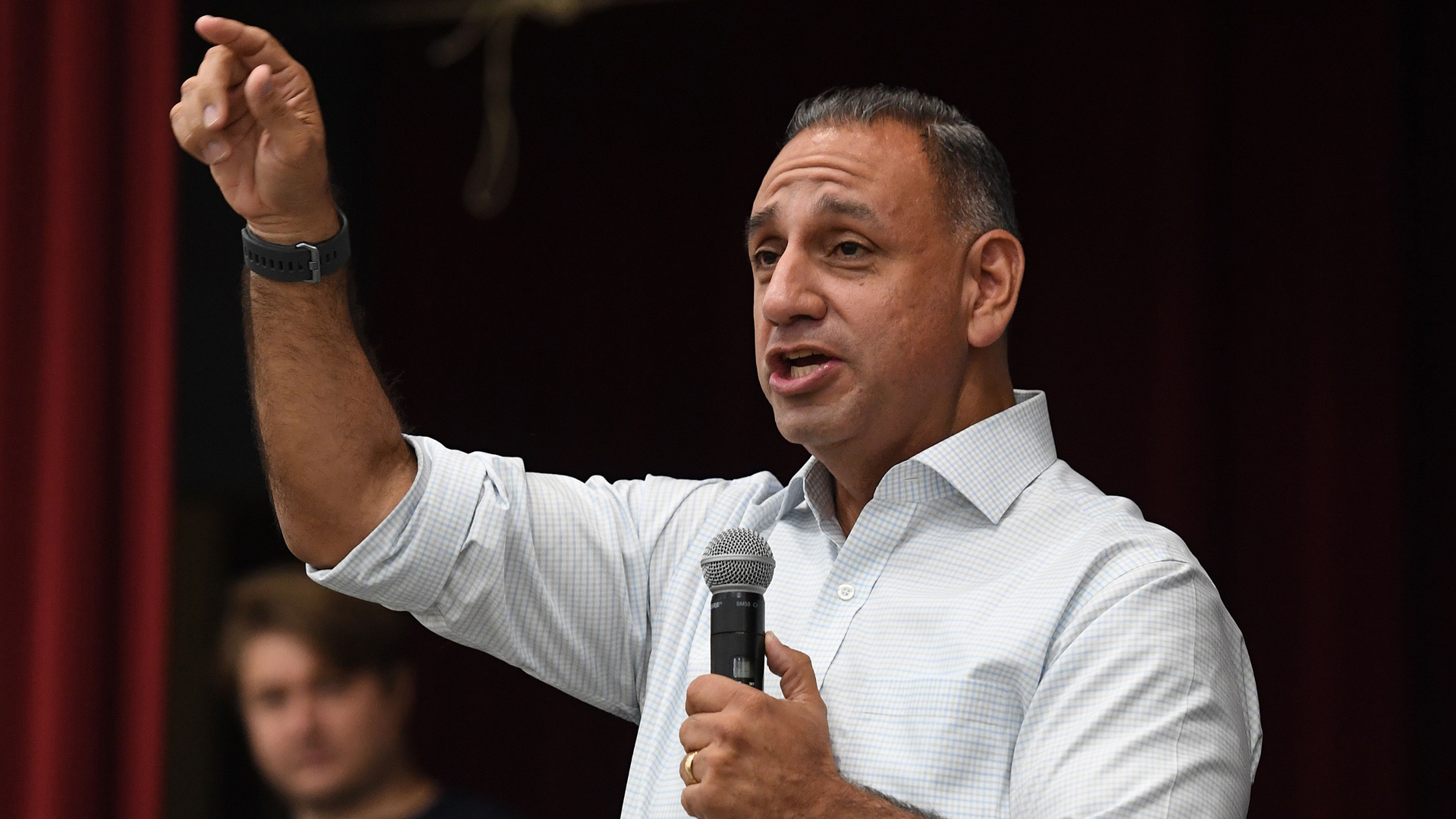 Gil Cisneros campaign in Buena Park to represent California's 39th congressional district during the 2018 mid-term elections on Nov. 5, 2018. (Credit: MARK RALSTON/AFP/Getty Images)