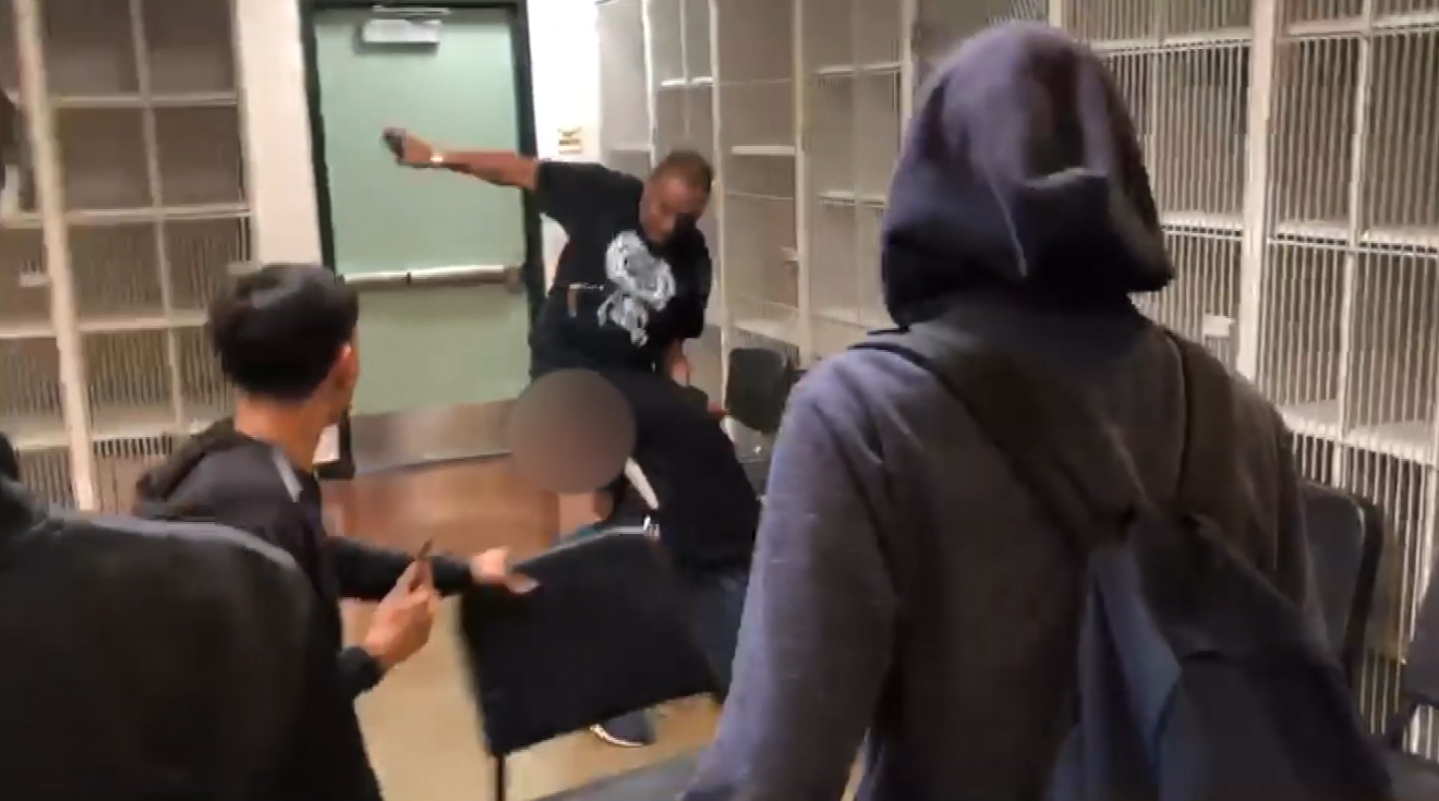 Marston Riley, a teacher at Maywood Academy High School, was caught on video repeatedly striking a student in his classroom on Nov. 2, 2018. (Credit: Mariana Lizeth)