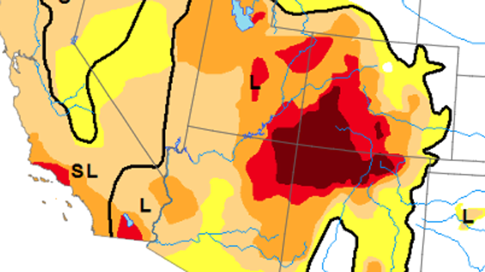 The latest drought map from Nov. 29, 2018 shows the southwestern United States remains in drought. (Credit: U.S. Drought Monitor)