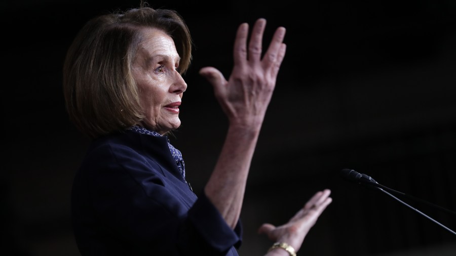 House Minority Leader Nancy Pelosi talks to reporters during her weekly news conference at the U.S. Capitol Visitors Center Dec. 13, 2018, in Washington, D.C. (Credit: Chip Somodevilla/Getty Images)