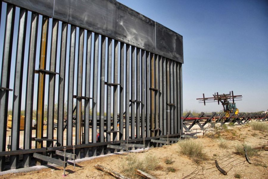 U.S. workers are photographed during construction of 32km of the border wall by order of President Donald Trump on the border between Ciudad Juarez, Chihuahua state, Mexico and Santa Teresa, New Mexico state, US, on April 17, 2018. (Credit: HERIKA MARTINEZ/AFP/Getty Images)