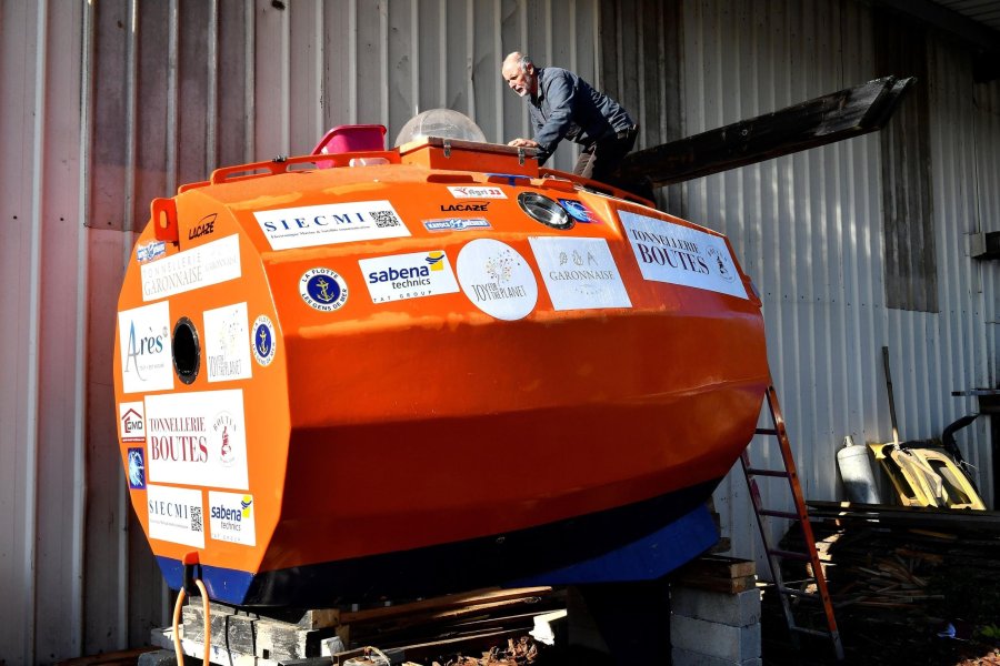 A 71-year-old Frenchman has set sail across the Atlantic Ocean in a large orange barrel in late December 2018, hoping to float to the Caribbean by the end of March 2019. (Credit: Georges Gobet/AFP/Getty Images via CNN)