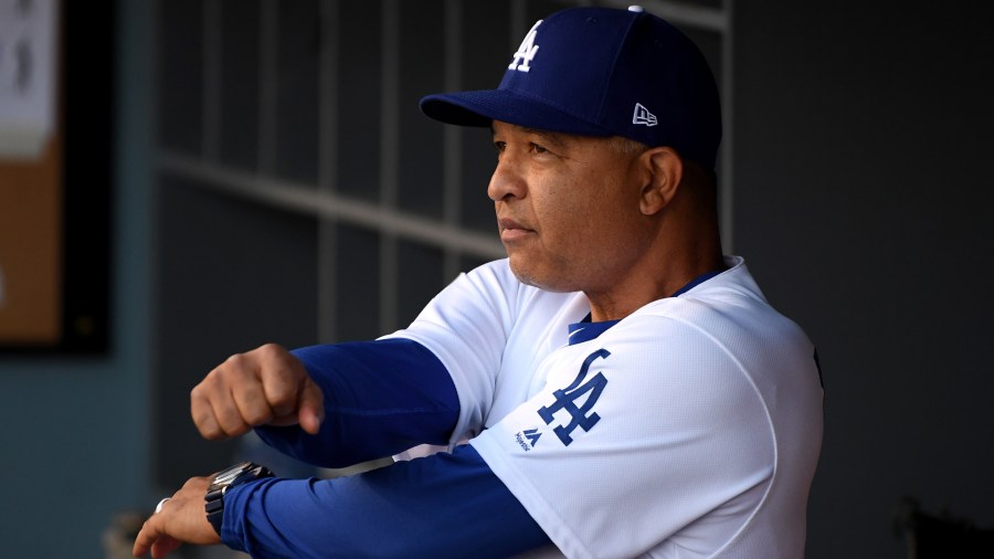 L.A. Dodgers Manager Dave Roberts looks on prior to Game Three of the 2018 World Series against the Boston Red Sox at Dodger Stadium on October 26, 2018. (Photo by Harry How/Getty Images)