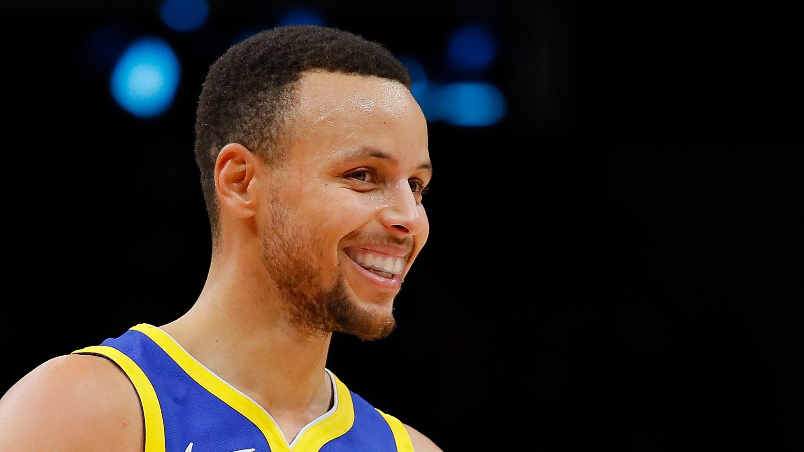 Stephen Curry of the Golden State Warriors reacts after hitting a three-point basket against the Atlanta Hawks at State Farm Arena on December 3, 2018 in Atlanta. (Credit: Kevin C. Cox/Getty Images)