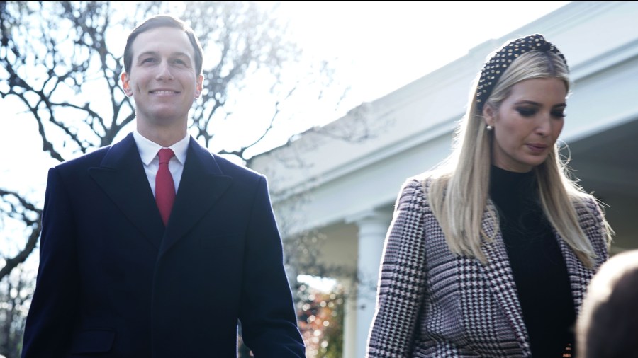 Jared Kushner and Ivanka Trump and leave after a turkey pardoning event at the Rose Garden of the White House Nov. 20, 2018 in Washington, D.C. (Credit: Alex Wong/Getty Images)