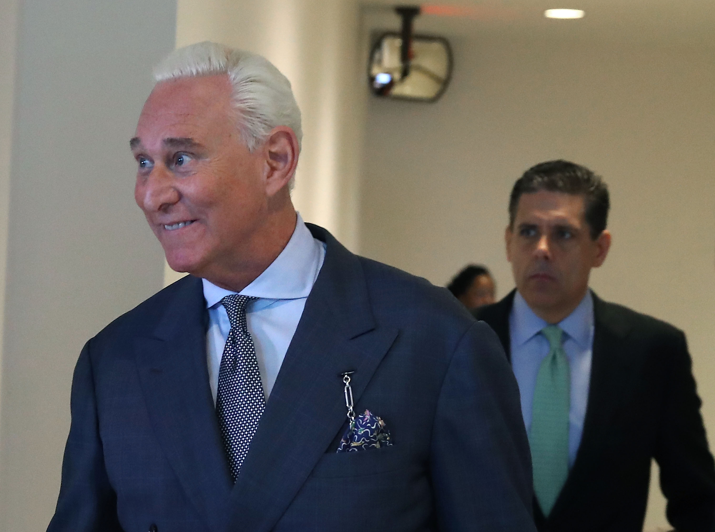 Roger Stone, former advisor to President Trump, arrives to appear before the House Intelligence Committee, Sept. 26, 2017, in Washington, D.C. (Credit: Mark Wilson/Getty Images)