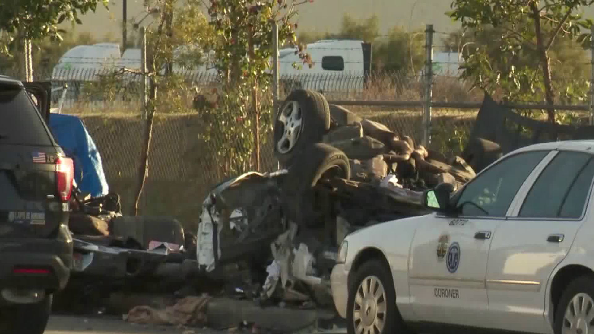 Police investigate the scene of a deadly hit-and-run in Pacoima on Dec. 9, 2018. (Credit: KTLA)