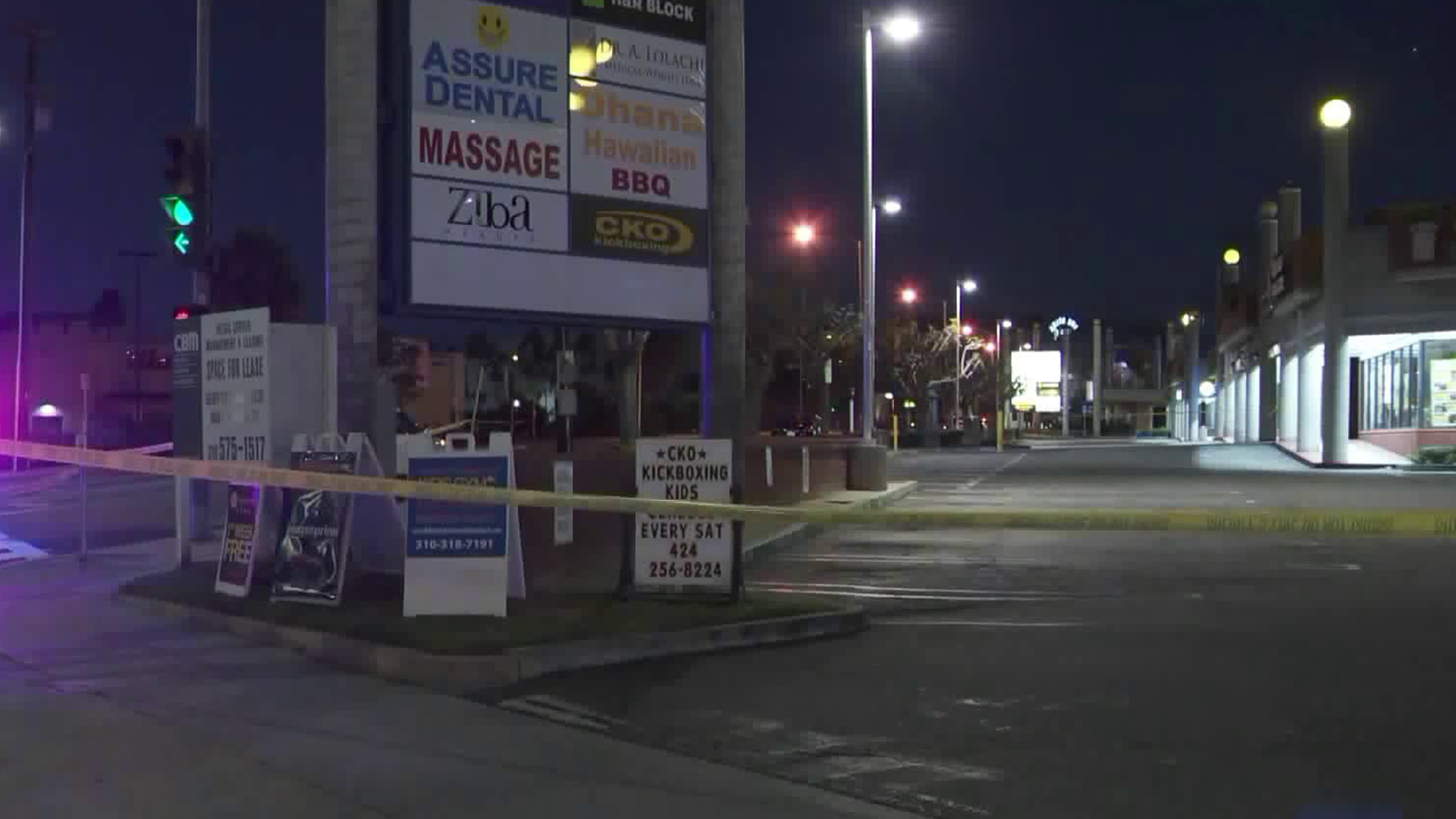 The scene where a man died after being dragged by his car in Lawndale on Dec. 1, 2018. (Credit: KTLA)