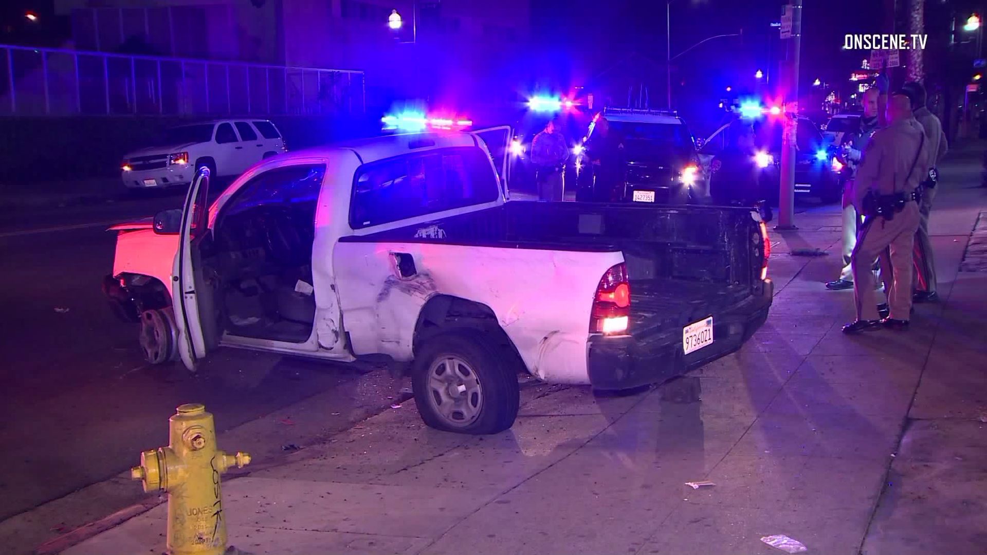 A vehicle is seen in South L.A. following a pursuit on Dec. 30, 2018. (Credit: Onscene.tv)