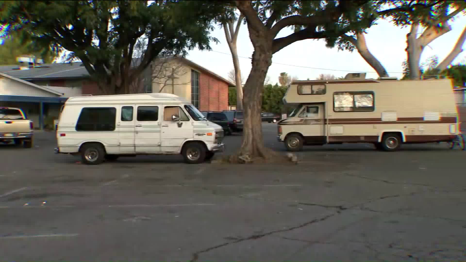 The North Valley Caring Services Safe Parking program site in North Hills provides people living in their cars and RVs a place to spend the night.