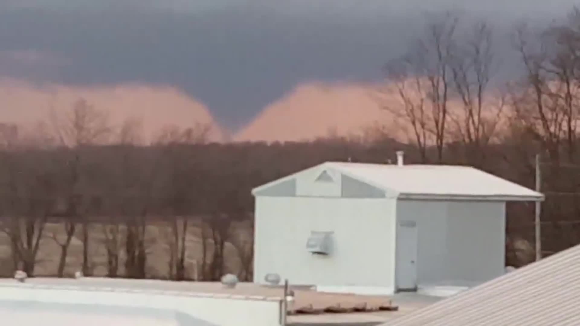 A screengrab from a video taken in Butler, Ill. on Staurday which shows a possible tornado. (Credit: CNN)