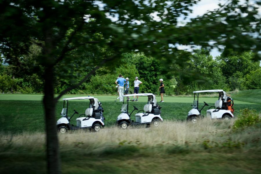 People play golf at the Trump National Golf Club in Bedminster, New Jersey on Aug. 9, 2018. (Credit: Brendan Smialowski/AFP/Getty Images)