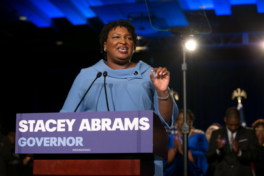 Former Democratic Gubernatorial candidate Stacey Abrams addresses supporters at an election watch party in Atlanta on Nov. 6, 2018. (Credit: Jessica McGowan/Getty Images)