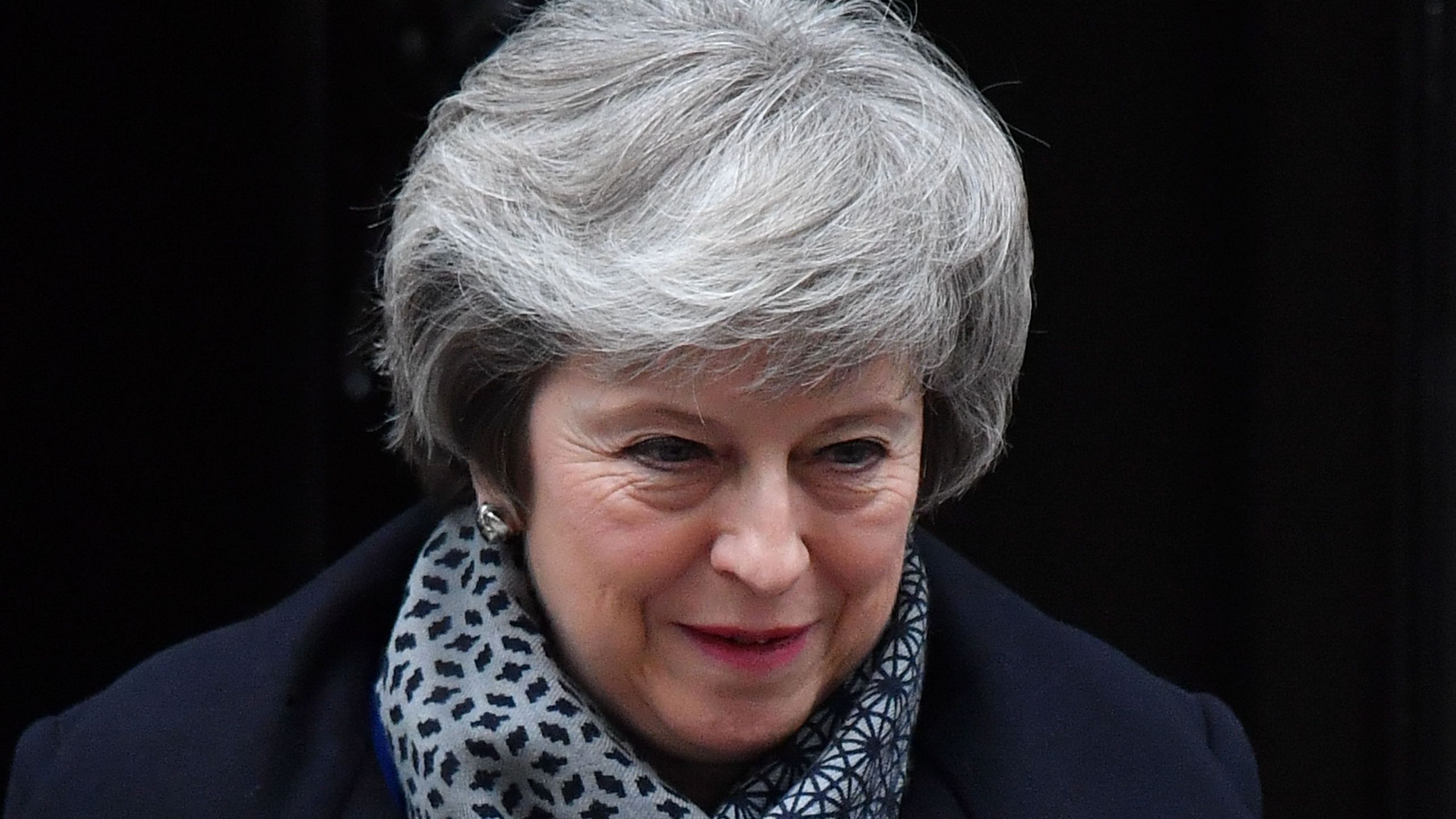 Britain's Prime Minister Theresa May leaves 10 Downing Street in London on January 16, 2019 ahead of Prime Minister's Questions (PMQs) to be followed by a debate and vote on a motion of no confidence in the government. (Credit: BEN STANSALL/AFP/Getty Images)