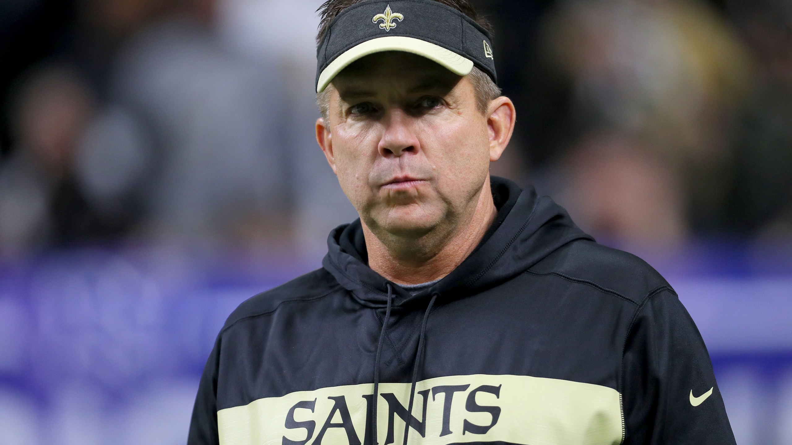 Head coach Sean Payton of the New Orleans Saints looks on prior to the NFC Championship game at the Mercedes-Benz Superdome on Jan. 20, 2019 in New Orleans, Louisiana. (Credit: Sean Gardner/Getty Images)