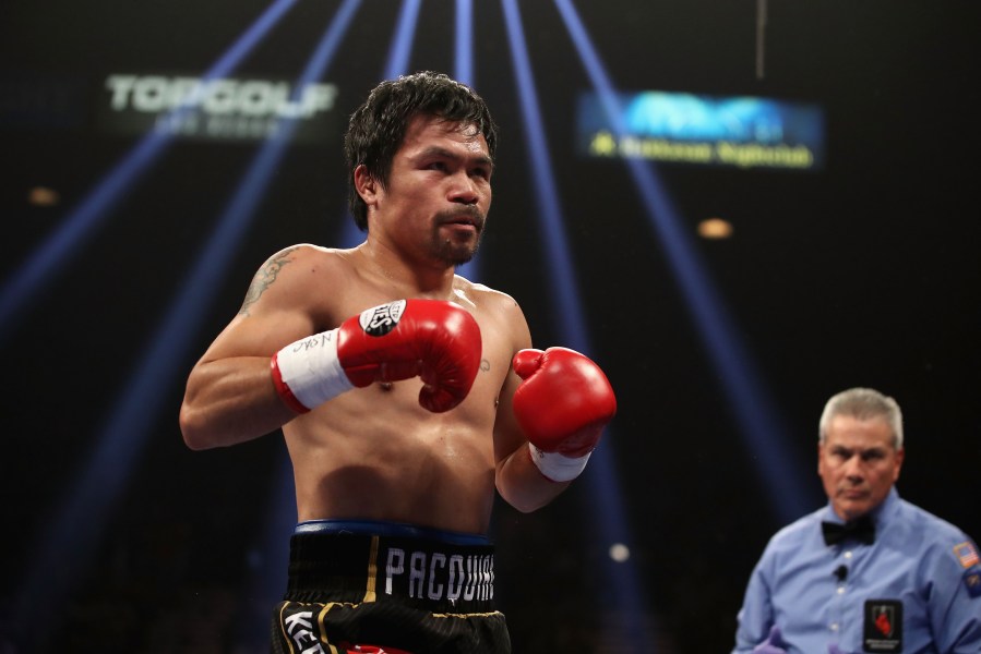 Manny Pacquiao in the ring during the WBA welterweight championship against Adrien Broner at MGM Grand Garden Arena in Las Vegas on Jan. 19, 2019. (Credit: Christian Petersen/Getty Images)