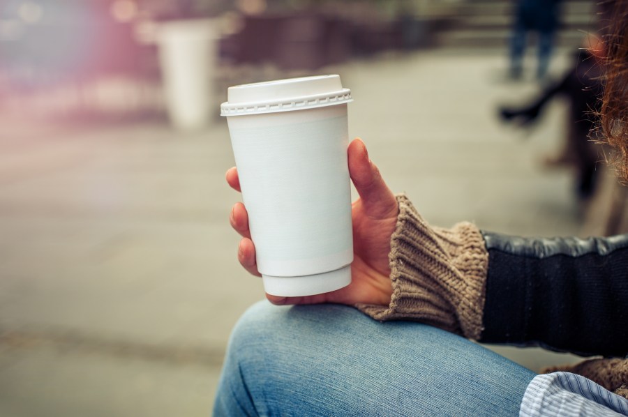 A disposable coffee cup is seen in a file photo. (Credit: iStock / Getty Images Plus)