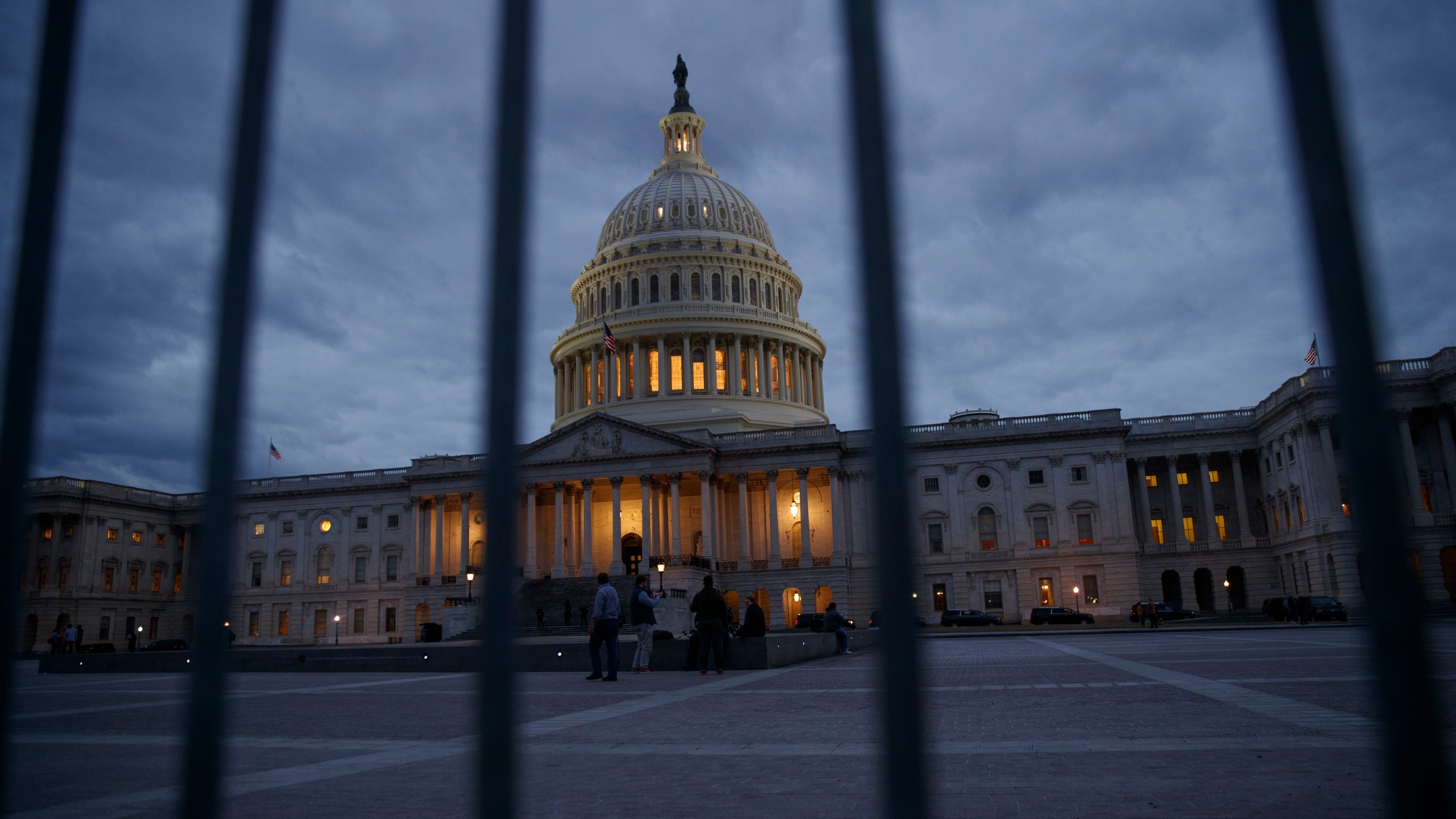 The U.S. Capitol is seen at dusk on Jan. 21, 2018, in Washington, DC. (Credit: Drew Angerer/Getty Images)