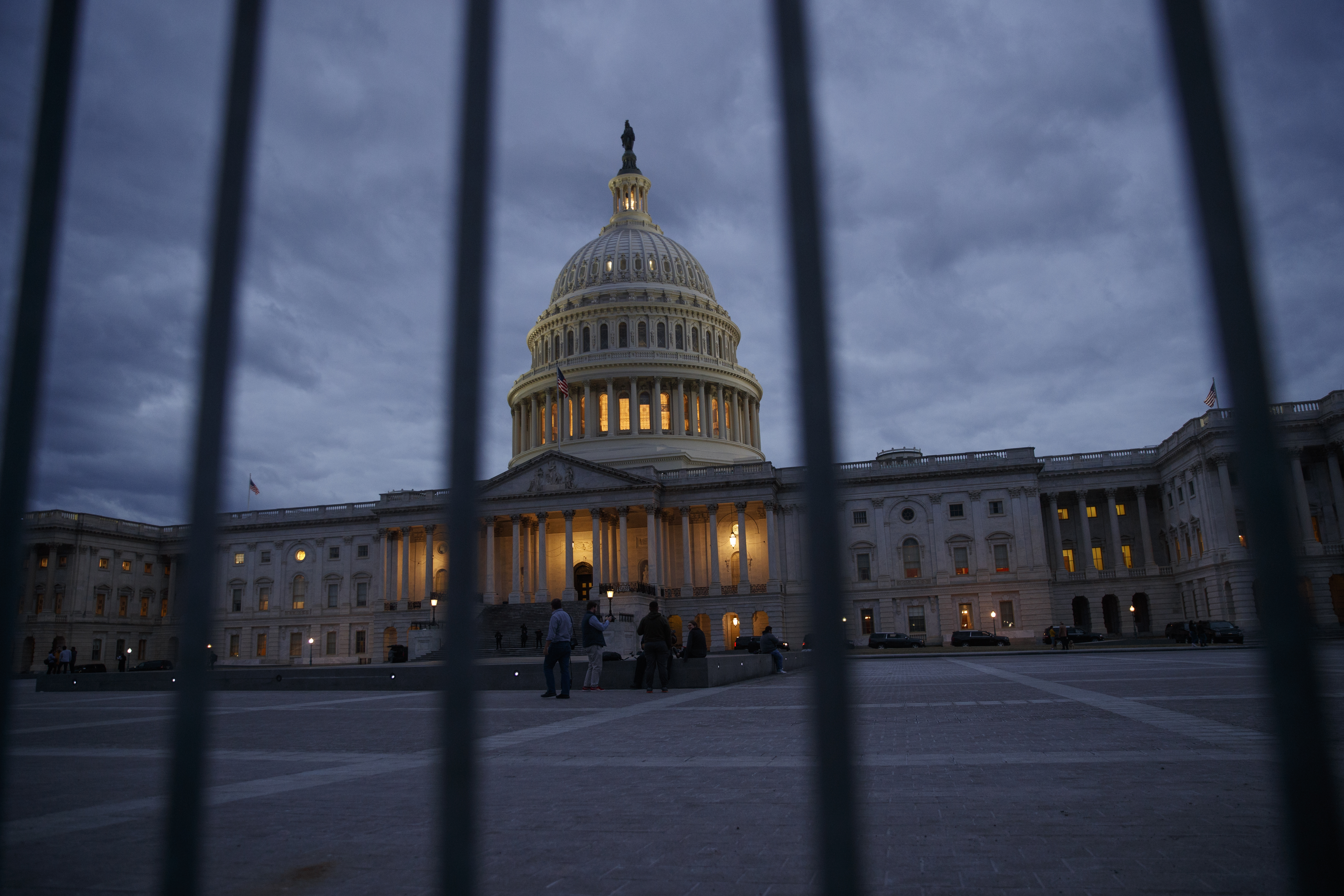 The U.S. Capitol is seen at dusk on Jan. 21, 2018, in Washington, DC. (Credit: Drew Angerer/Getty Images)