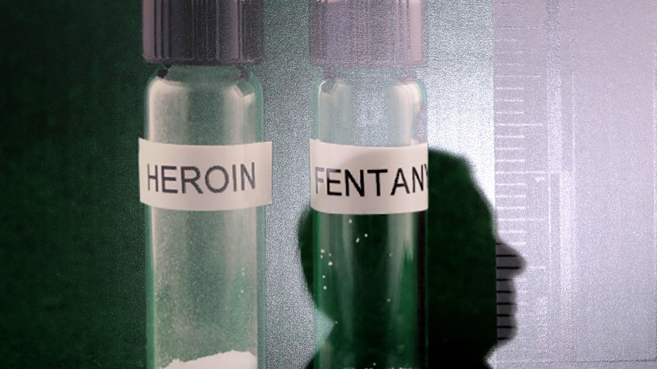 A photograph of heroin and fentanyl during a news conference at the U.S. Capitol March 22, 2018 in Washington, D.C. (Credit: Chip Somodevilla/Getty Images)