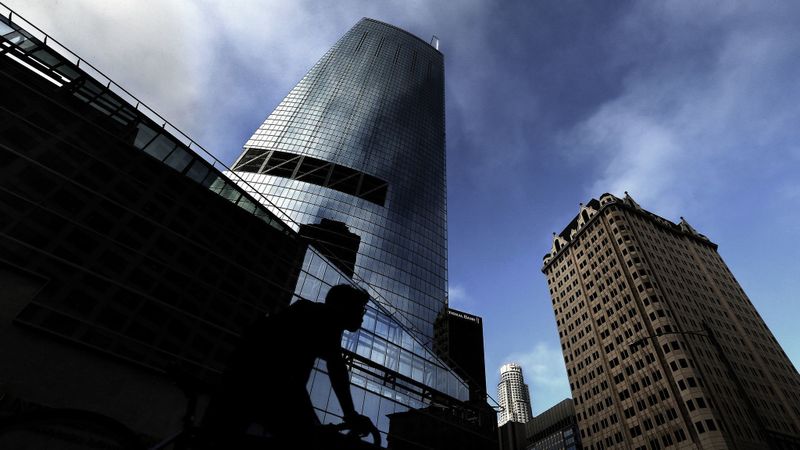 The 73-story Wilshire Grand Center, among the buildings whose developers were contacted by Deputy Los Angeles Mayor Raymond Chan for fundraising, is seen in an undated photo. (Credit: Mel Melcon / Los Angeles Times)