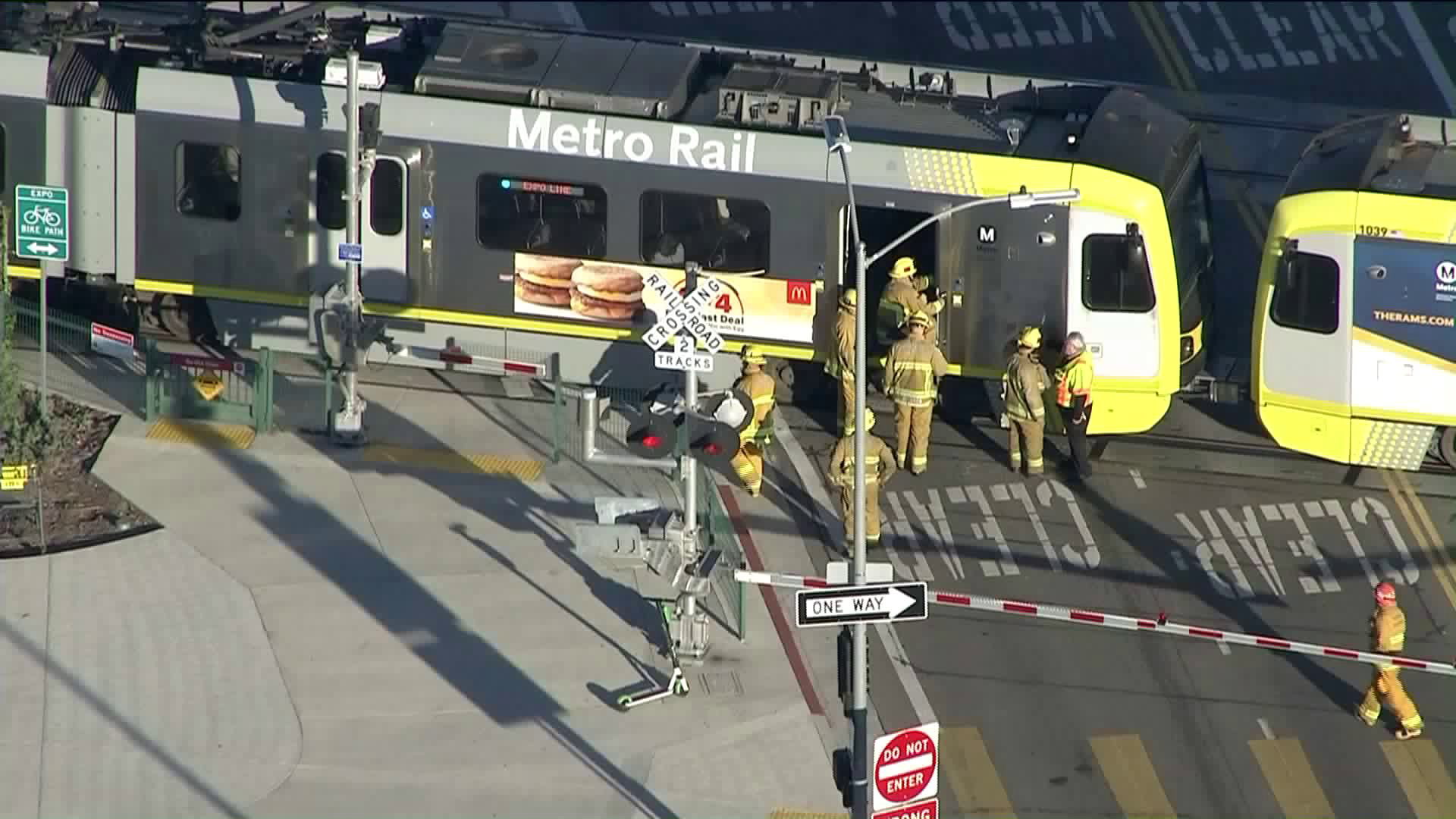 Emergency crews respond to a train incident in Rancho Park on Jan. 2, 2019. (Credit: KTLA)