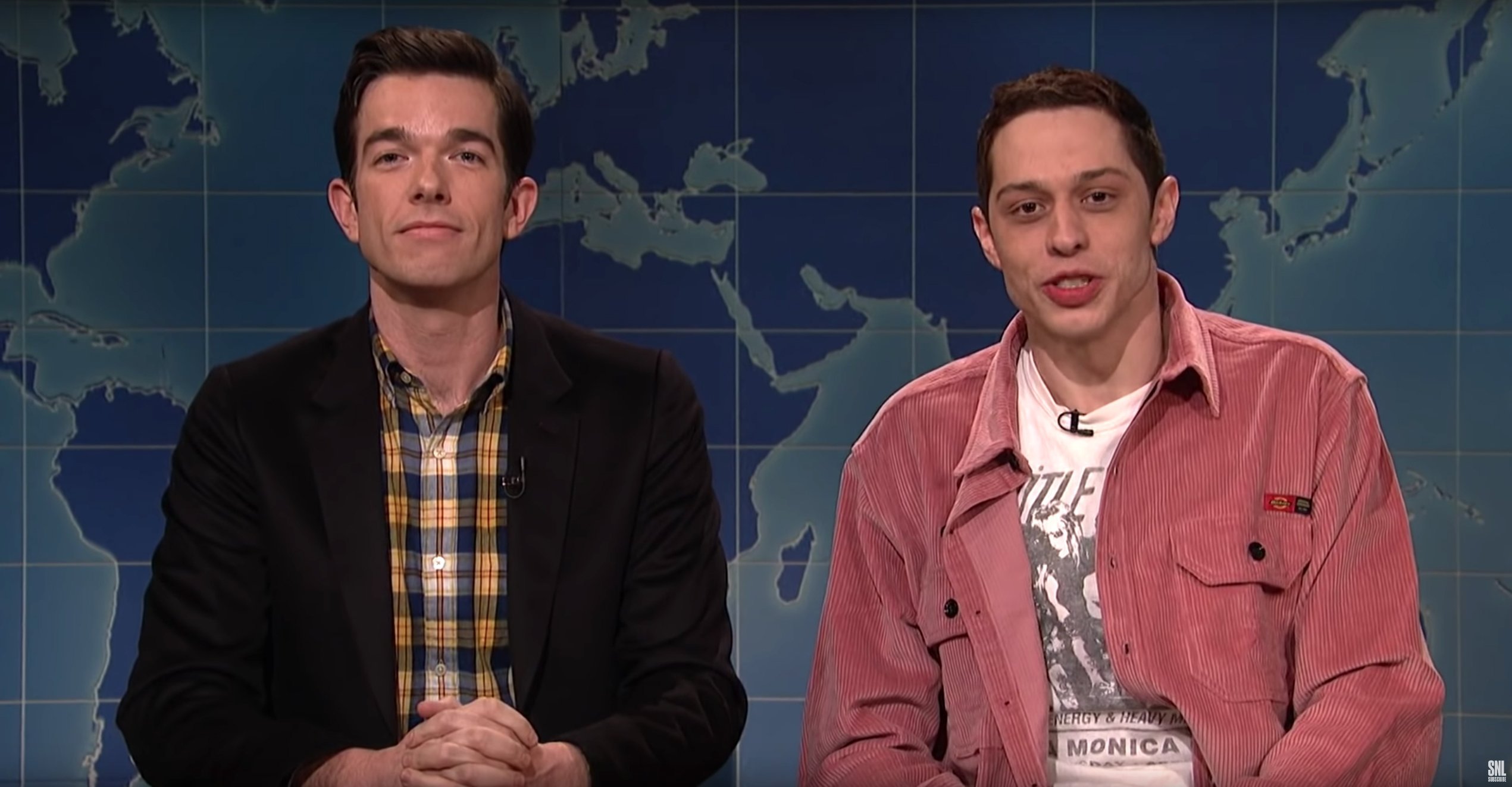 Pete Davidson, right, appears on "Saturday Night Live" alongside John Mulaney on Jan. 19, 2019. (Credit: Saturday Night Live/YouTube)