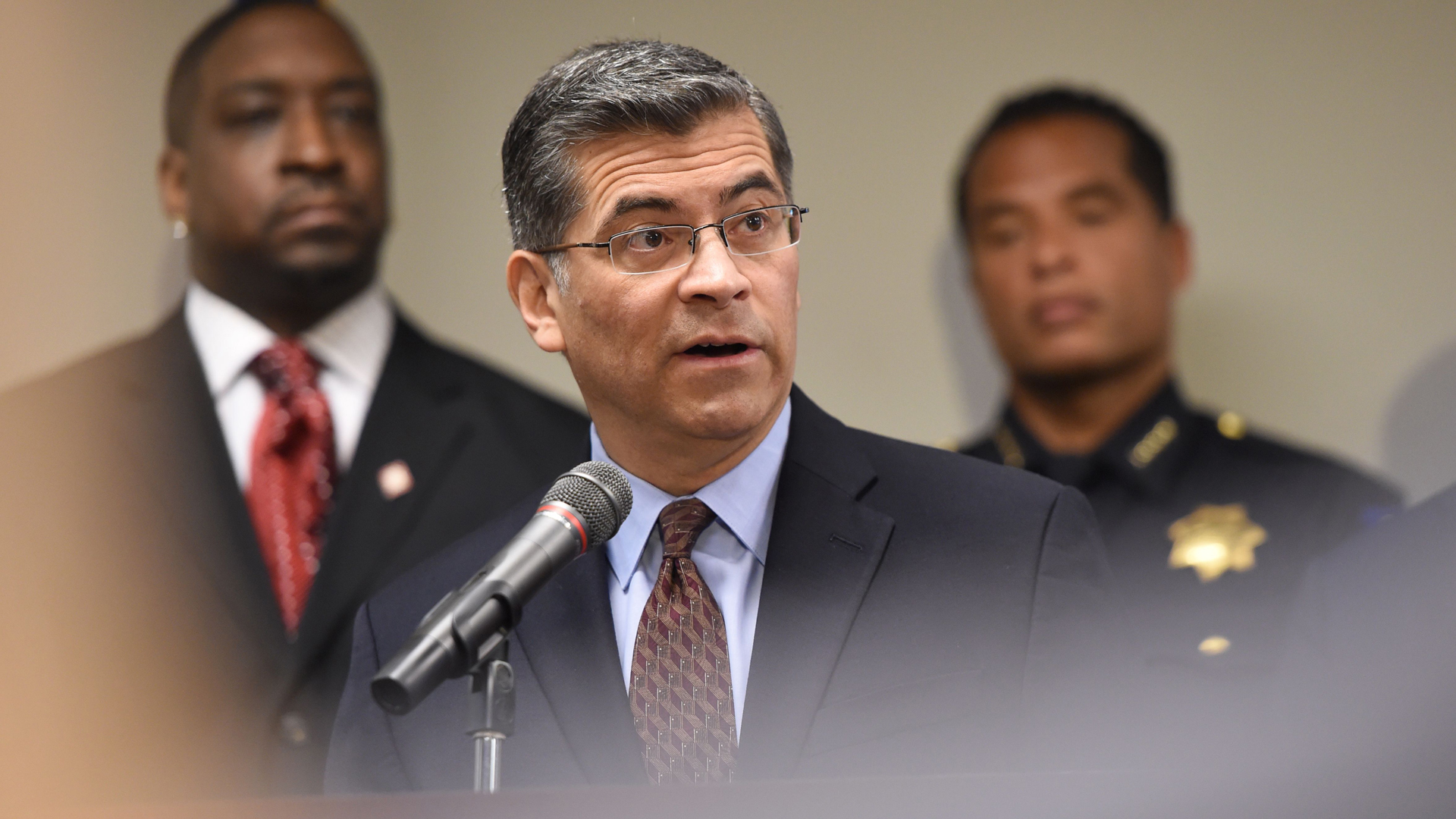 California Attorney General Xavier Becerra speaks to members of the media about the investigation of the shooting death of Stephon Clark in Sacramento on March 27, 2018. (Credit: Josh Edelson / AFP / Getty Images)