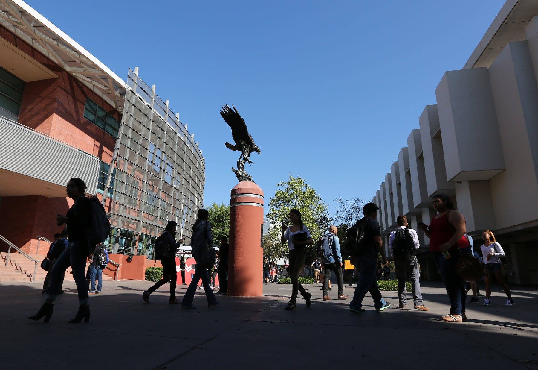 Students walk on campus at California State University Los Angeles in an image posted to the school's Facebook page on Feb. 19, 2019.