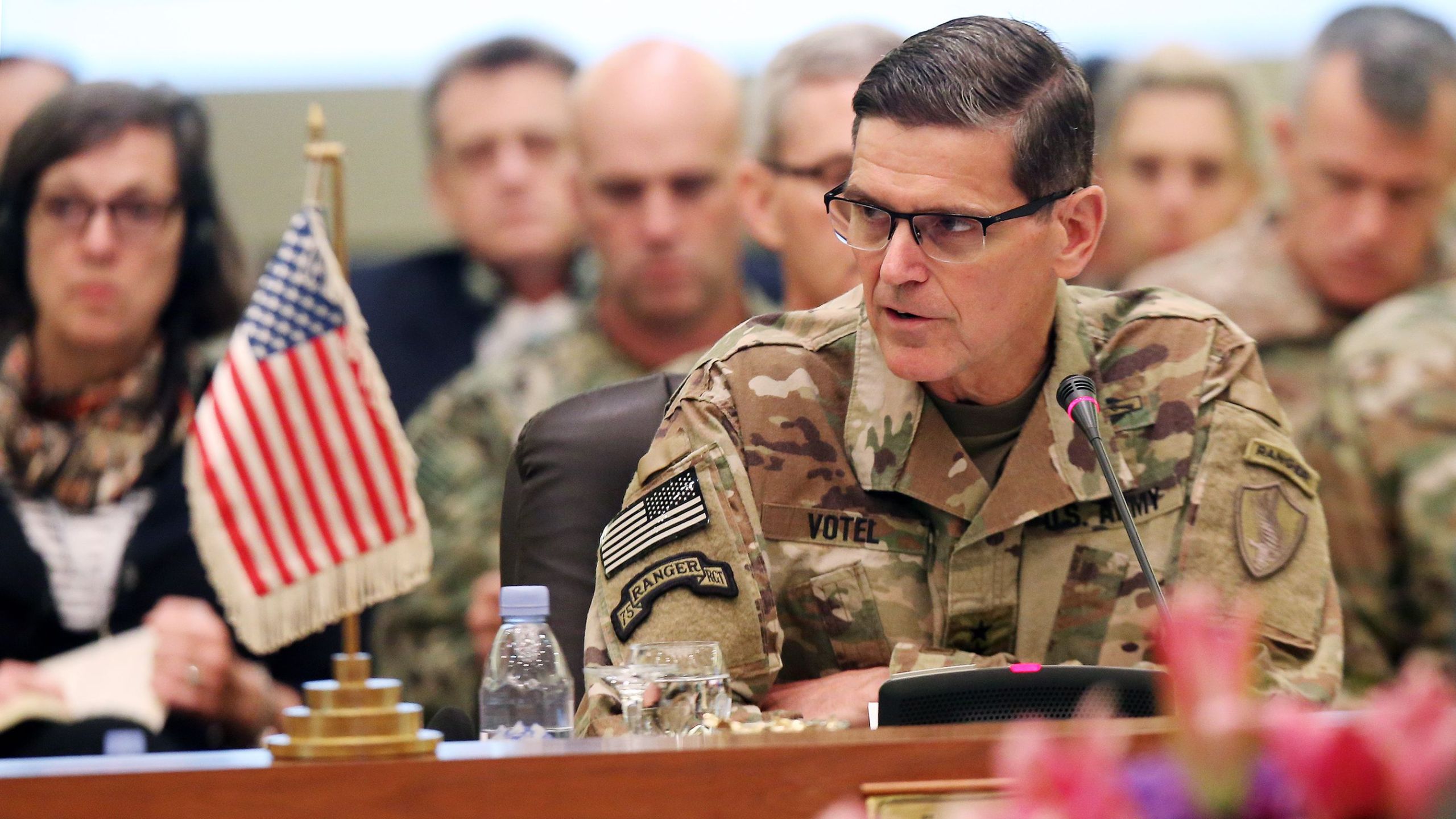 Joseph Leonard Votel speaks during a meeting with the Gulf cooperation council's armed forces chiefs of staff in Kuwait City on Sep. 12, 2018.(Credit: Yasser Al-Zayyat/AFP/Getty Images)