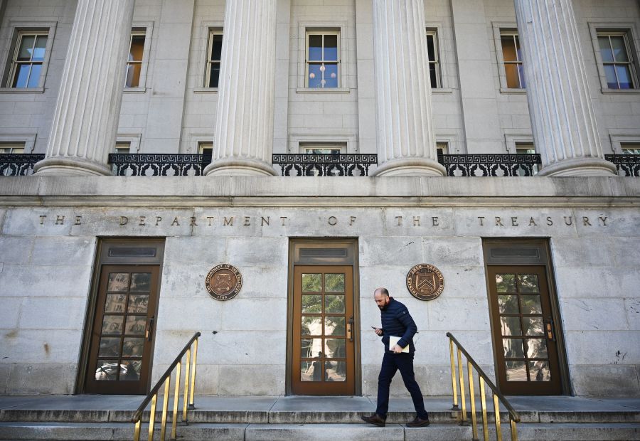 An Oct. 18, 2018 photo shows the U.S. Treasury Department building in Washington, D.C. (Credit: Mandel Ngan/AFP/Getty Images)