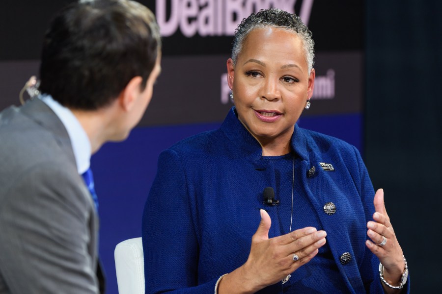 Lisa Borders, president and CEO of Time's Up speaks onstage during the 2018 New York Times Dealbook on Nov. 1, 2018, in New York City. (Credit: Michael Cohen/Getty Images for The New York Times)