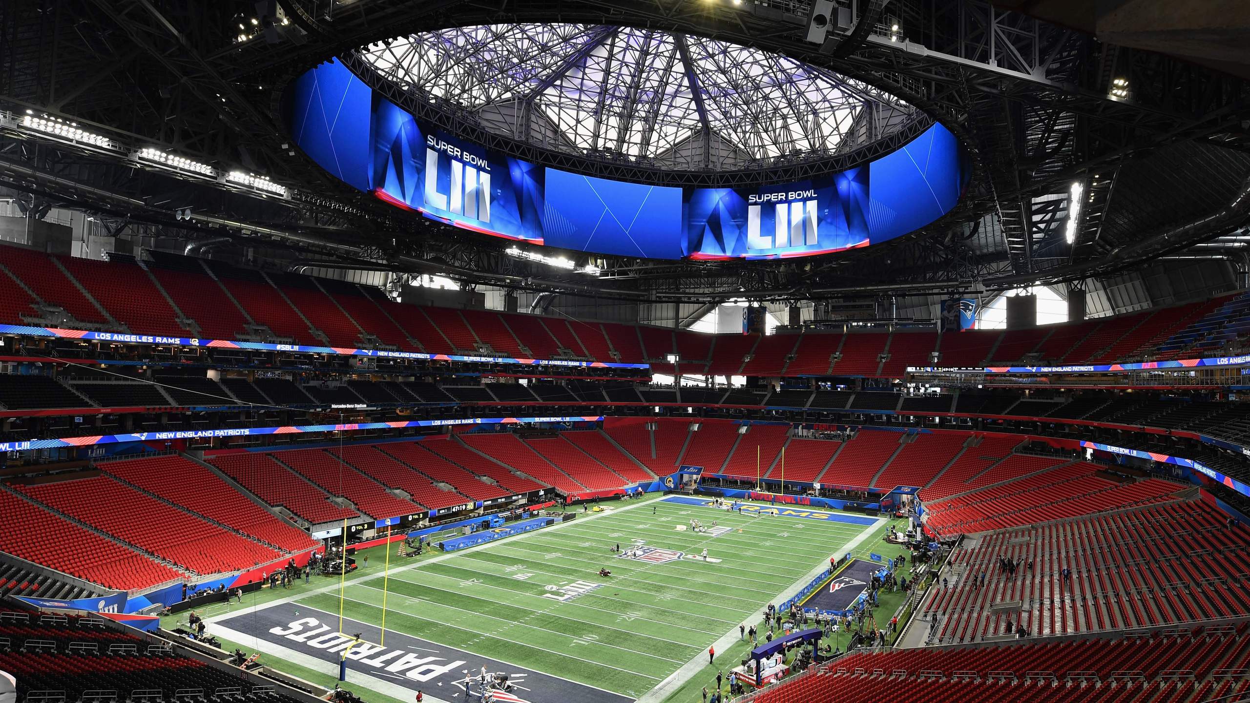 View of the Mercedes-Benz Stadium in Atlanta, Georgia is seen on February 2, 2019. (Credit: ANGELA WEISS/AFP/Getty Images)