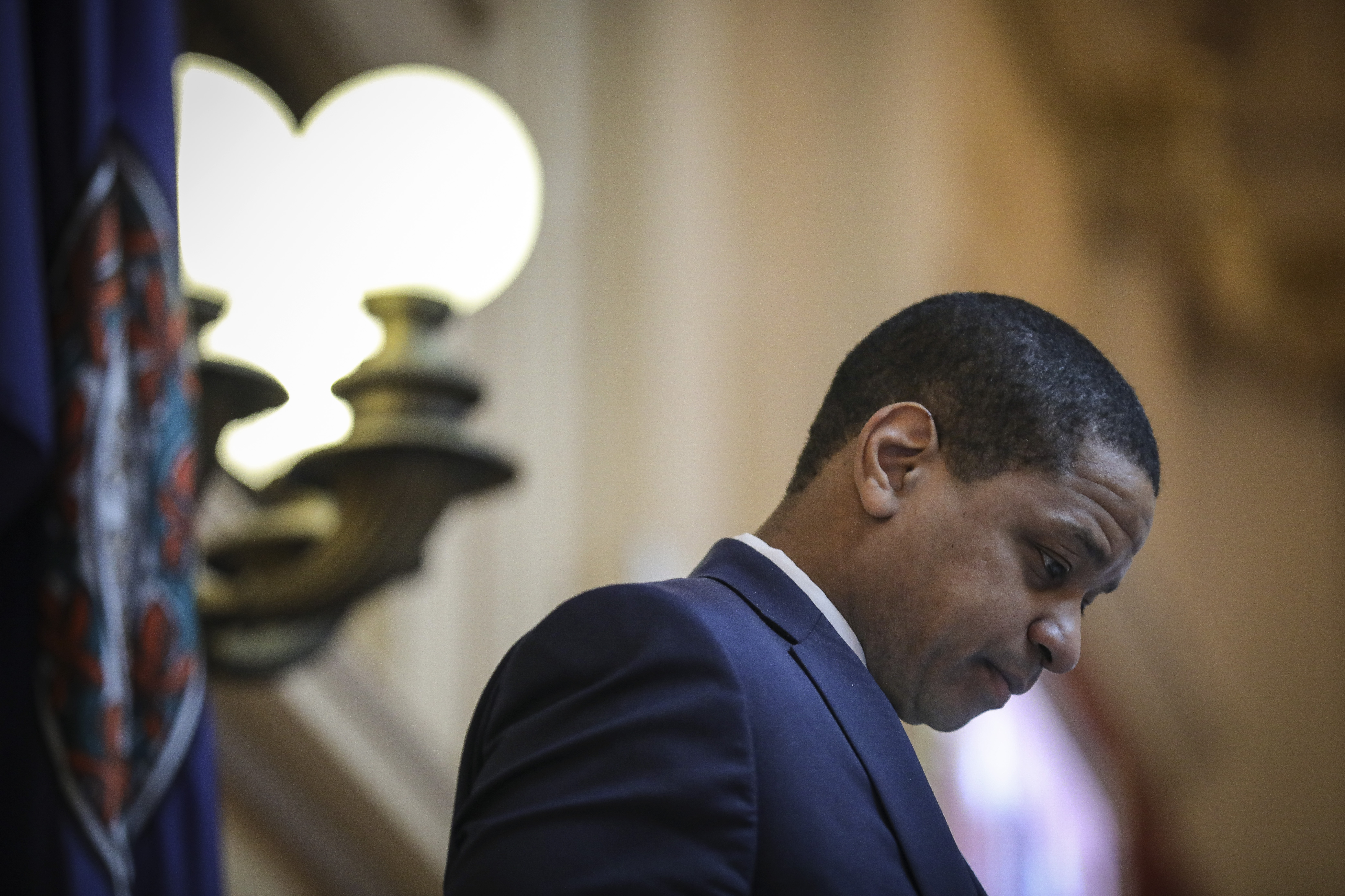 Virginia Lt. Gov. Justin Fairfax presides over the Senate at the Virginia State Capitol on Feb. 7, 2019 in Richmond, Virginia. (Credit: Drew Angerer/Getty Images)