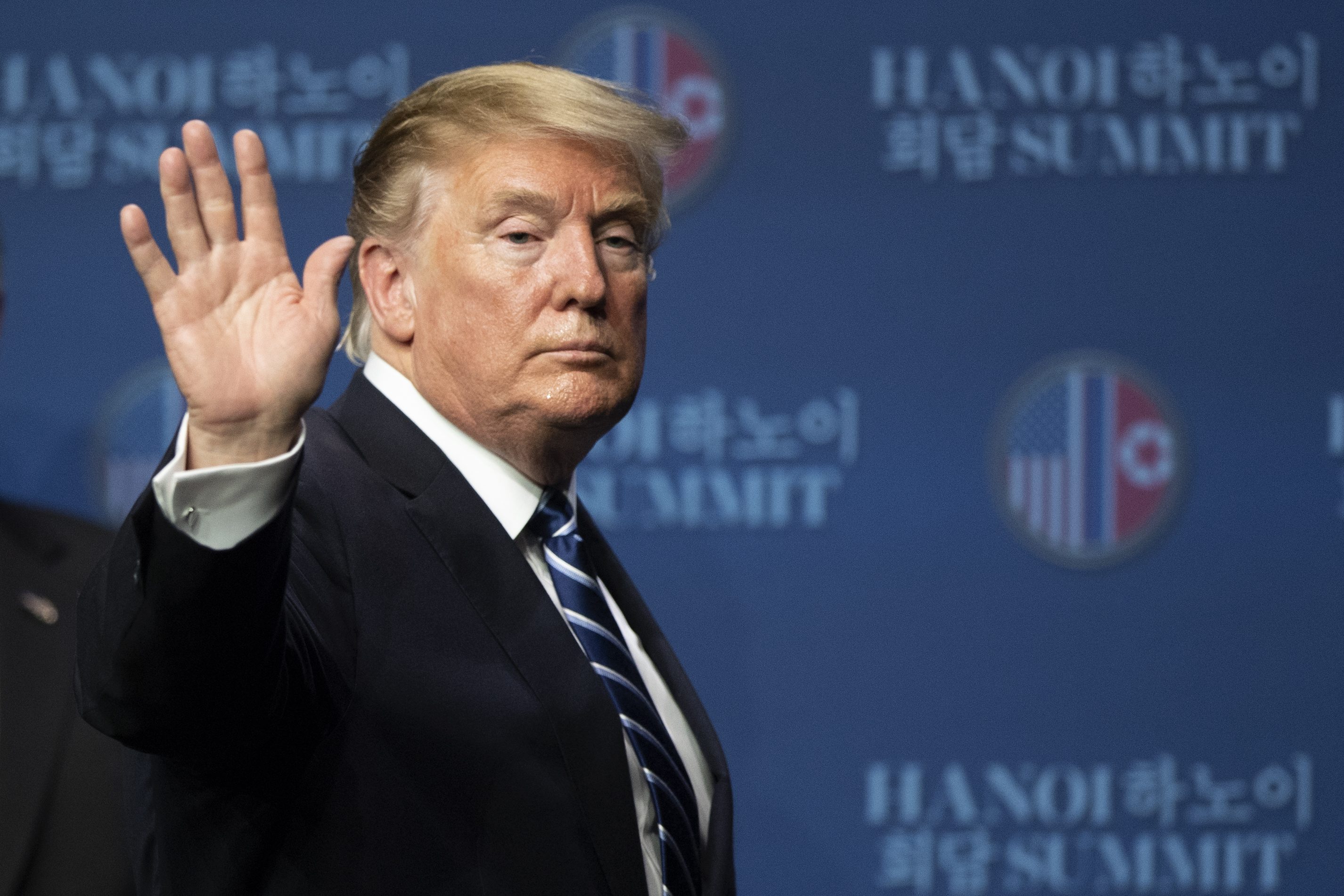 U.S. President Donald Trump attends a news conference following his second summit meeting with North Korean leader Kim Jong-un on February 28, 2019 in Hanoi, Vietnam. (Credit: Tuan Mark/Getty Images)