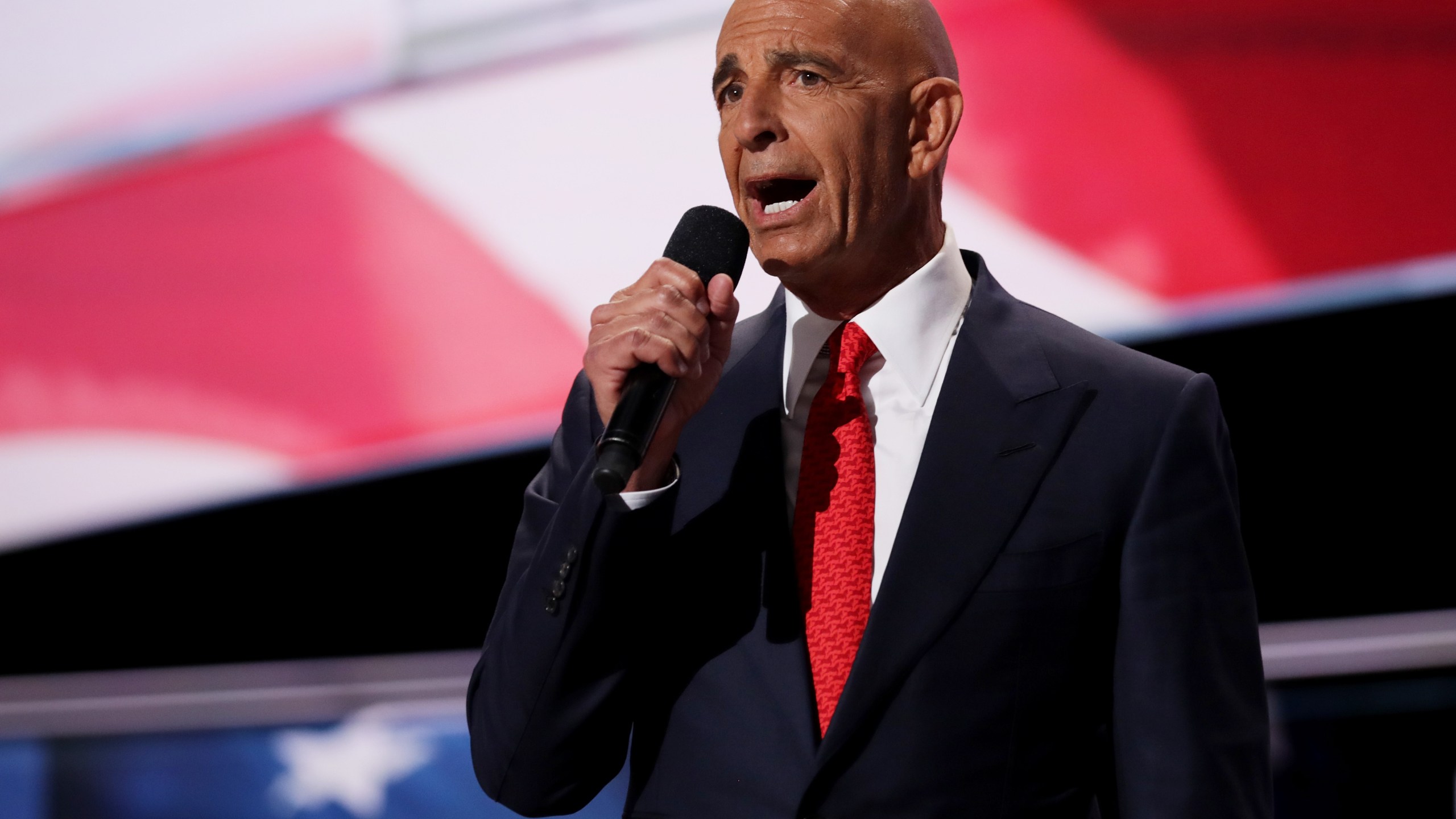 Tom Barrack, former Deputy Interior Undersecretary in the Reagan administration, delivers a speech on the fourth day of the Republican National Convention in Cleveland on July 21, 2016. (Credit: Chip Somodevilla/Getty Images)