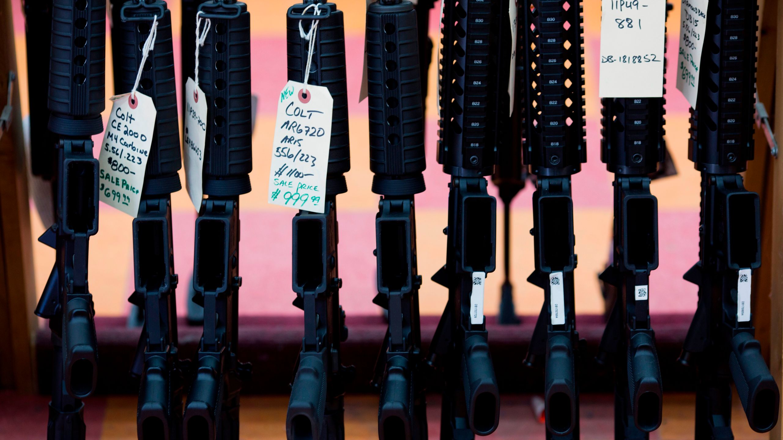 Rifles are for sale at a gun shop in Merrimack, New Hampshire, in this Nov. 5, 2016, file photo. (Credit: DOMINICK REUTER/AFP/Getty Images)