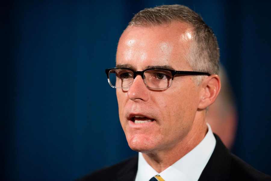 Acting Director of the Federal Bureau of Investigation (FBI) Andrew McCabe speaks during a press conference at the US Department of Justice in Washington, DC, on July 13, 2017. (Credit: JIM WATSON/AFP/Getty Images)