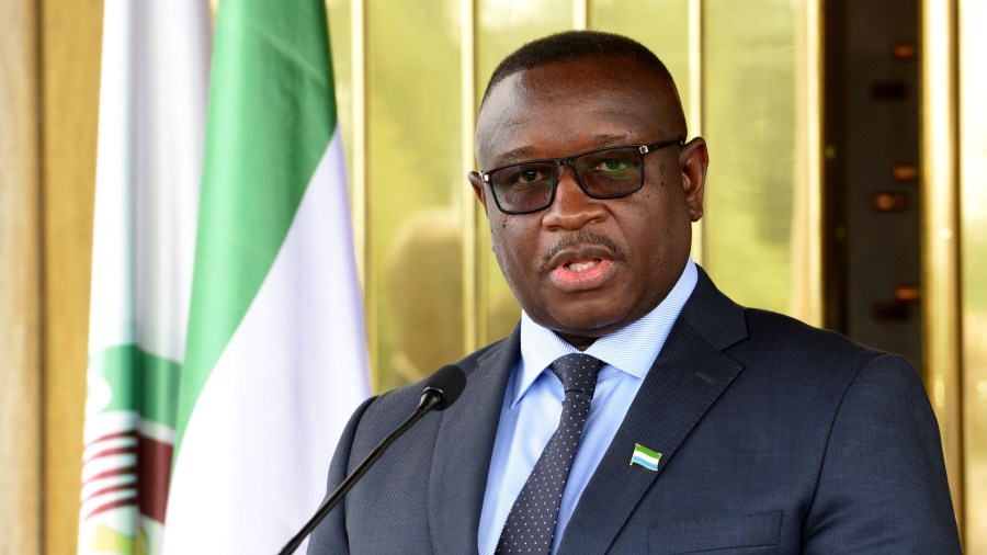 Sierra Leone president Julius Maada Bio attends a press conference after a meeting with Ivorian President on May 4, 2018 at the presidentaial palace in Abidjan. (Credit: SIA KAMBOU/AFP/Getty Images)