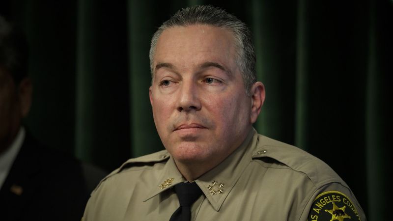 Los Angeles County Sheriff Alex Villanueva is seen during his address on the state of the department at the Hall of Justice on Jan. 30, 2019. (Irfan Khan / Los Angeles Times)