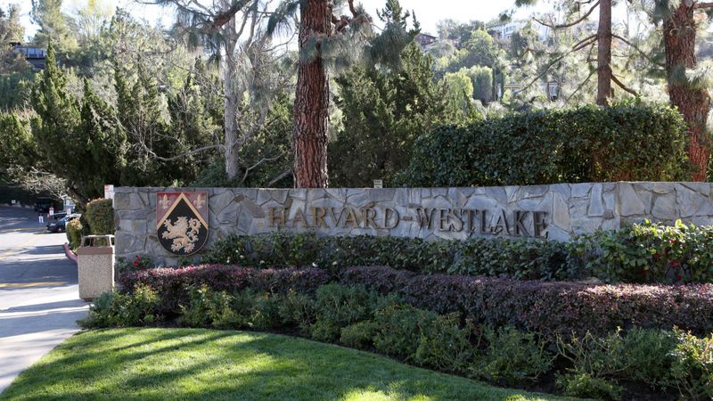 The entrance to the private Harvard-Westlake School's Studio City campus is seen in this undated photo. (Credit: Katie Falkenberg / Los Angeles Times)