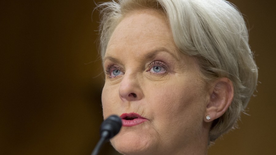 Cindy McCain, co-chair of the Human Trafficking Advisory Council at the McCain Institute and wife of late U.S. Senator John McCain, testifies during a Senate Foreign Relations committee hearing about modern slavery on Capitol Hill in Washington, D.C., Feb. 24, 2016. (Credit: SAUL LOEB/AFP/Getty Images)